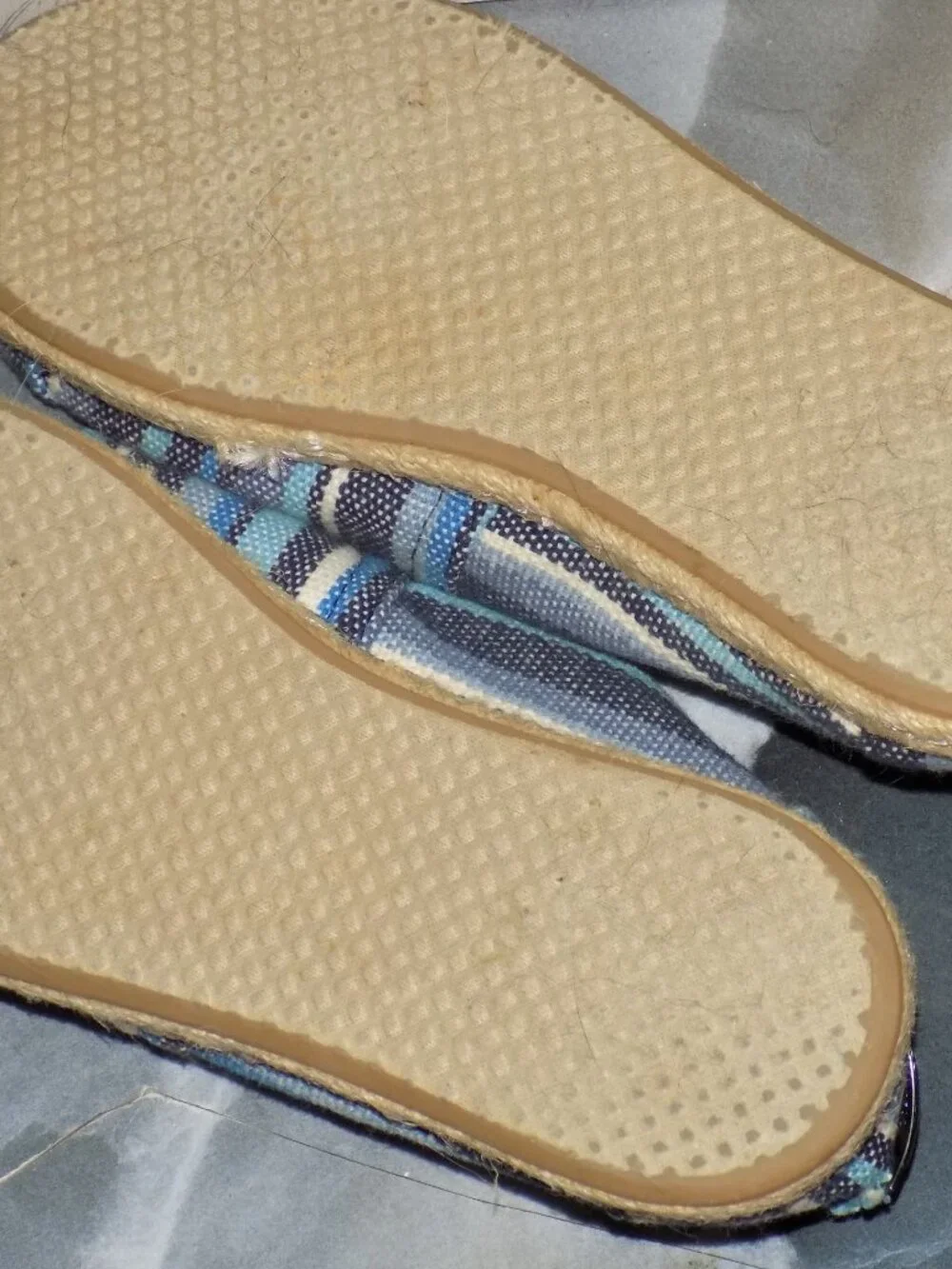 Toms Blue Striped Slip On Woven Texture Espadrilles Flats Size 6 Women's